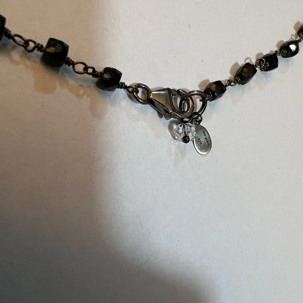 Deb Guyot Black Beaded Necklace with rough cut quartz crystal - Picture 4 of 5